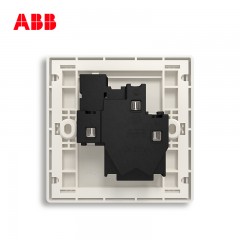 ABB 开关插座面板一位一开三孔带开关插座10a三眼轩致银色AF223-CS