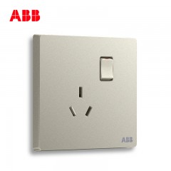 ABB 开关插座面板一位一开三孔带开关插座10a三眼轩致银色AF223-CS
