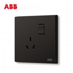 ABB 开关插座面板一位一开三孔带开关插座10a轩致黑色AF223-885