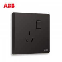 ABB 开关插座面板一位一开三孔带开关插座10a轩致黑色AF223-885