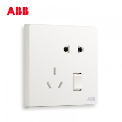 ABB 开关插座面板 轩致无框雅典白色系列一开五孔带开关插座AF225