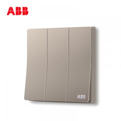 ABB 开关面板墙壁电源3开三位三开三联单控开关轩致金色AF123-PG