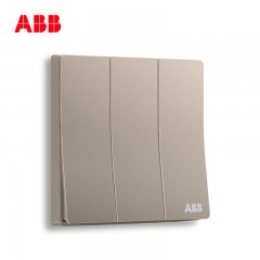 ABB 开关面板墙壁电源3开三位三开三联单控开关轩致金色AF123-PG
