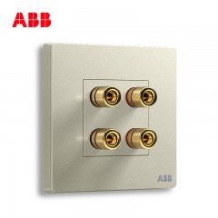 ABB 开关插座面板家用弱电双联四位四孔音响插座轩致银色AF342-CS