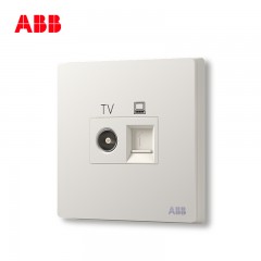 ABB 开关插座 轩致无框雅典白色 二位电脑电视 网络光纤插座AF325