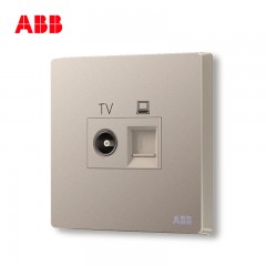 ABB 开关插座轩致无框朝霞金色二位电视/6类电脑网络插座AF334-PG