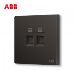 ABB 开关插座 轩致无框 星空黑 二位6类六类电脑网络插座AF329-885