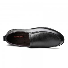 红蜻蜓 真皮棉鞋冬季新款软皮套脚低帮棉鞋男休闲皮鞋男鞋