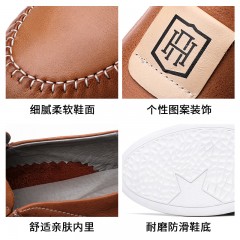 红蜻蜓 春季新款真皮休闲软底驾车鞋套脚乐福皮鞋子男