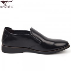 七匹狼 男鞋新款头层牛皮男士商务休闲舒适套脚真皮皮鞋