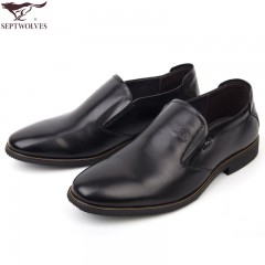 七匹狼 男鞋新款头层牛皮男士商务休闲舒适套脚真皮皮鞋