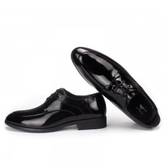 七匹狼 皮鞋新款头层牛皮系带商务正装男鞋亮面漆皮真皮结婚鞋子