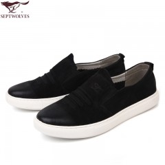 七匹狼 男鞋新款复古头层牛皮防褶皱男士时尚休闲真皮皮鞋子