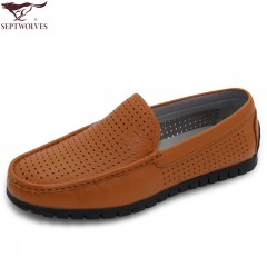 七匹狼 皮凉鞋头层牛皮镂空打孔男士时尚潮流软底软面真皮男鞋