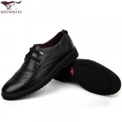 七匹狼 男鞋新款软皮头层牛皮防褶皱男士软底软面休闲真皮皮鞋