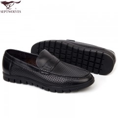 七匹狼 凉皮鞋小牛皮镂空打孔男鞋软底软面时尚休闲夏季真皮皮鞋子