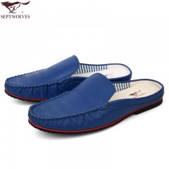 七匹狼 皮凉鞋头层牛皮镂空打孔男士拖鞋时尚休闲夏季真皮男鞋