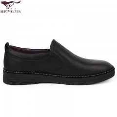 七匹狼 男鞋新款头层牛皮软底软面套脚时尚商务休闲男士皮鞋子