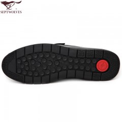 七匹狼 男鞋时尚休闲平底套脚耐磨头层牛皮软底软面真皮男鞋子