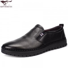 七匹狼 皮鞋时尚休闲鞋软头层牛皮软底真皮懒人鞋舒适套脚男鞋