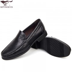 七匹狼 皮凉鞋男士商务正装头层牛皮镂空打孔透气男鞋夏季真皮皮鞋