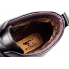 七匹狼 棉鞋新冬季保暖头层牛皮男士商务真皮毛皮鞋高帮男鞋子