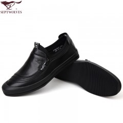 七匹狼 男鞋新款头层牛皮男士时尚春秋休闲套脚真皮皮鞋子