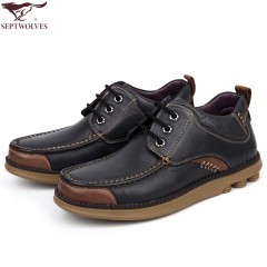 七匹狼 棉鞋男鞋冬季头层牛皮男士复古工装加绒保暖高帮真皮毛皮鞋
