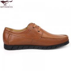 七匹狼 男鞋秋季新款头层牛皮时尚系带男鞋软底软面休闲鞋