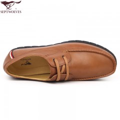 七匹狼 男鞋秋季新款头层牛皮时尚系带男鞋软底软面休闲鞋