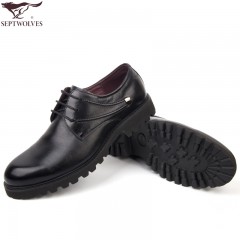 七匹狼 男鞋头层牛皮轻质鞋底男士系带商务休闲大头皮鞋子