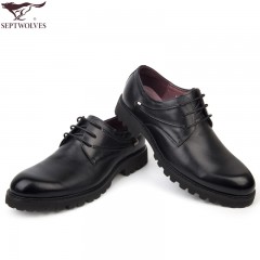 七匹狼 男鞋头层牛皮轻质鞋底男士系带商务休闲大头皮鞋子