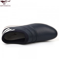 七匹狼 男鞋头层牛皮防褶皱男士日常休闲时尚白底套脚真皮皮鞋