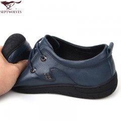 七匹狼 男鞋新款头层牛皮男士软底软面时尚休闲真皮系带皮鞋子