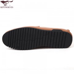 七匹狼 男鞋秋季新品头层牛皮软底软面休闲皮鞋套脚时尚男鞋子