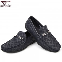 七匹狼 男鞋新款时尚休闲头层牛皮真皮面料线缝包边男士皮鞋子