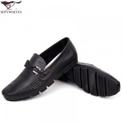 七匹狼 凉皮鞋男鞋头层牛皮镂空打孔软底软面真皮夏季皮鞋