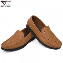 七匹狼 皮凉鞋头层牛皮镂空打孔男鞋时尚休闲透气夏季真皮皮鞋