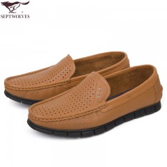 七匹狼 皮凉鞋头层牛皮镂空打孔男鞋时尚休闲透气夏季真皮皮鞋