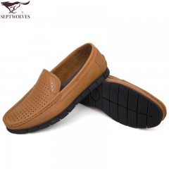 七匹狼 皮凉鞋头层牛皮镂空打孔男鞋时尚休闲透气夏季真皮皮鞋
