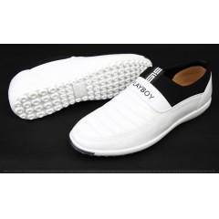 花花公子 男鞋时尚白色头层牛皮休闲皮鞋 男士真皮鞋子