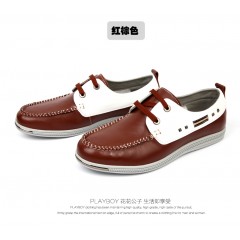 花花公子 男式皮鞋新款真皮头层牛皮时尚商务休闲系带男鞋