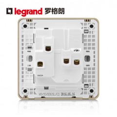 罗格朗 墙壁细金纹二三插一开五孔带开关的插座面板家用多孔插