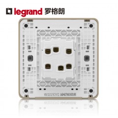 罗格朗 开关插座面板细金纹双开双控荧光开关 二开双控带荧光面板
