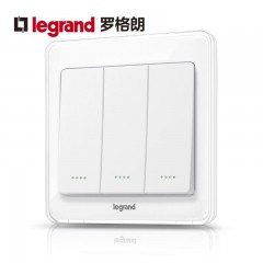 罗格朗 冰莹白三开双控带LED灯指示开关面板三位开关Led指示灯