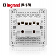 罗格朗 家用逸典圆四联双控4开四位四开双控开关面板墙壁86型