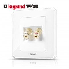 罗格朗 开关插座面板冰莹白一位音箱插座面板二头音响插座音频插座