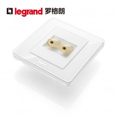 罗格朗 开关插座面板冰莹白一位音箱插座面板二头音响插座音频插座