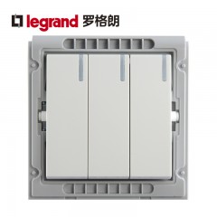 罗格朗 开关插座 K5系列 86型三开单控带LED灯墙壁开关面板