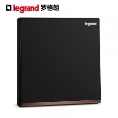 罗格朗 黑色双开二开单控二位面板家用双联电灯开关2开墙壁逸景